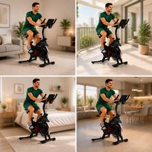 Bicicleta Ergométrica Spinning Fitness Ajustável até 150kg com Rodinhas e Painel Digital Inércia 13kg - Preto - Visão 4