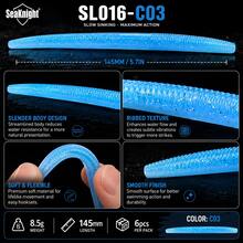 Seaknight Soft Lure, Slim Design, Realistic Swimming Action, Durable Flexible Silicone Worm, Suitable For Bass, Trout, Freshwater Fishing, Compatible With Wacky Rig, Drop Shot, Texas Rig - Multicolor - View 2