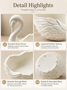 Swan Shaped Storage Tray, Suitable For Entryway Keys, Desk Decor Or Jewelry Storage (Rings, Earrings, Necklaces), Perfect For Vanity Accessory Storage Or Fashionable Bathroom Countertop Decor, Suitable For Living Room, Bedroom And Office - Multicolor - View 9