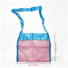 1pc Mesh Beach Bag, Foldable Large Capacity Travel Storage Organizer Bag, Multi-Purpose Mesh Bag, Suitable For Toy And Cosmetic Classification, Ideal For Home Daily Use, Holiday Vacation, Gift, Halloween And Christmas Occasions - Pink - View 6