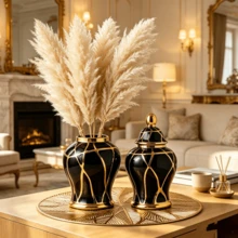 Random Color European Luxury Creative Electroplated White Ceramic Vase, High-End Ceramic Indoor Home Decor, Living Room, Dining Table And Office Desk Ornament, Suitable For Floral Arrangement - Platinum - View 7