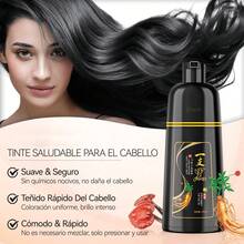 IIIMEIDU Gray Hair Coverage Black Hair Dye Shampoo, Plant-Based Hair Dye Shampoo, Suitable For Gray Hair, Semi-Permanent Hair Color Shampoo, Unisex, Plant Ingredients, 3-In-1 Gray Hair Coverage, Lasting 30 Days/500ml - 黑色 - 查看 6