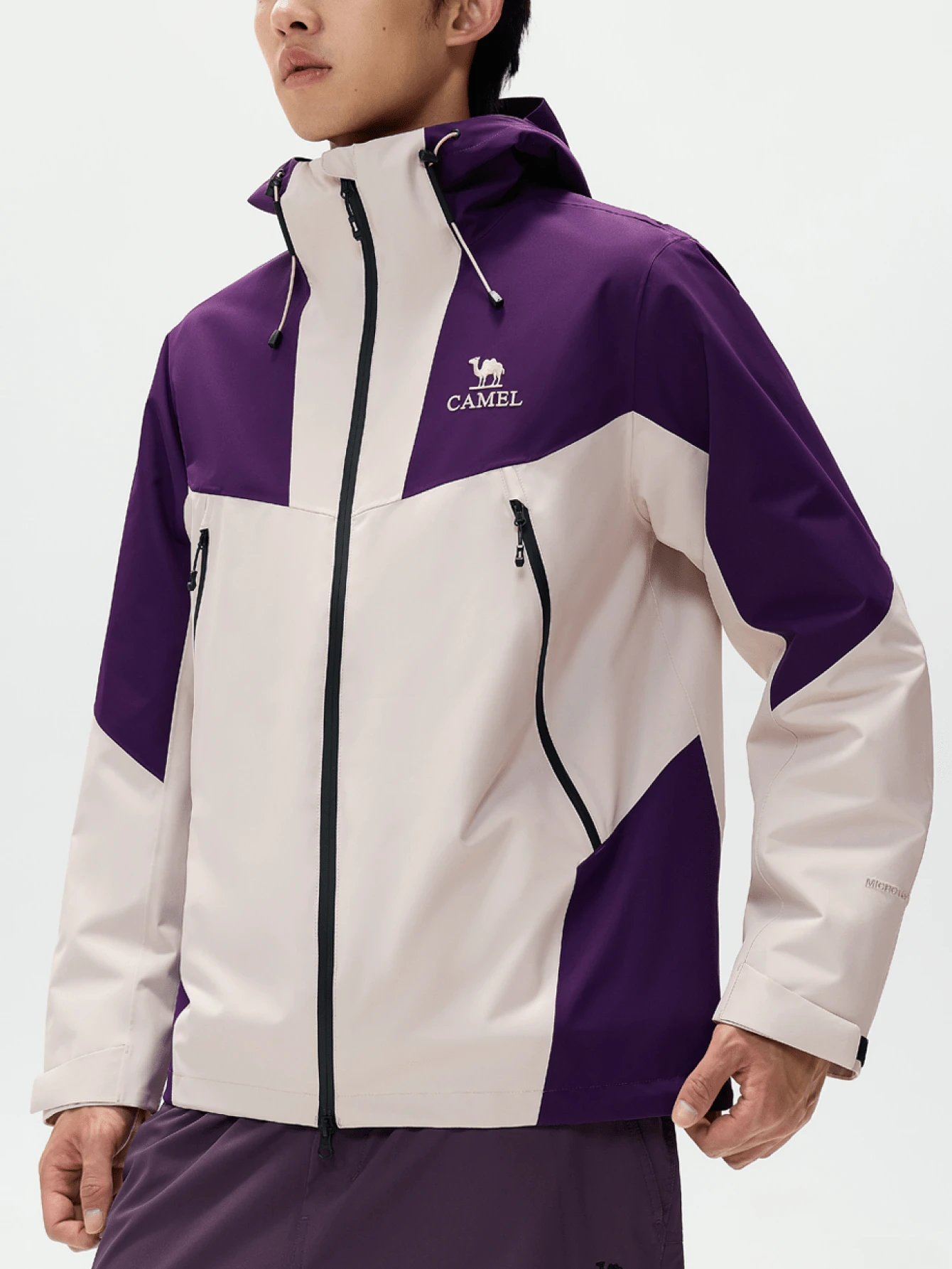 CAMEL CROWN Men's Single-Layer Hardshell Outdoor Jacket, Comfortable, Water-Repellent, And Lightweight Hiking Mountaineering Jacket Suitable For Spring - Oak Grey/ Yun Purple - View 1