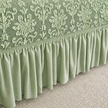 1pc Vintage Woven Jacquard Pattern Hem Style Full Stretch Sofa Cover, No Pillowcase, Dust-Proof & Dirt-Resistant, Elastic One-Piece Full Coverage Sofa Protector, Living Room Home Decor, Machine Washable & Water Washable - Mint Green - View 3