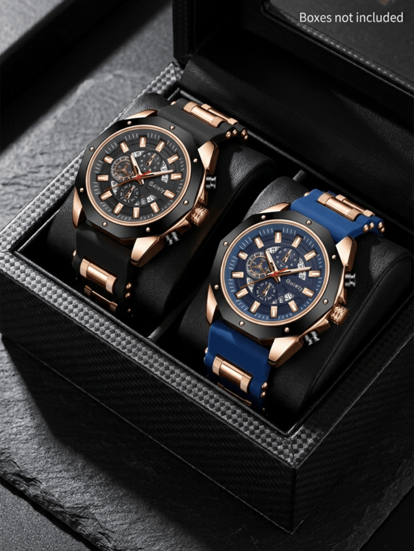 2pcs Men's Luxury Wristwatch, Fashion Business Casual Light Luxury Mixed Scale Quartz Watch, Suitable For Daily Wear, Business Meetings, Holiday Parties, Valentine's Day, Weddings, Anniversaries, Father's Day, Christmas And Other Occasions, Or As The Best Holiday Gift For Family And Friends, Gift For Boyfriend