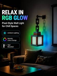 Pixel Lantern Night Light - 16 Color LED Wall Atmosphere Night Light With Remote Control - Rechargeable Night Light With Built-In 500mAh Battery, Desktop Lamp, Costume Cosplay Bedside Lamp For Room Decoration - Multicolor - View 11