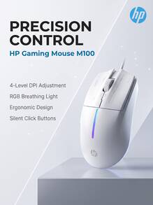 HP M100 Wired Gaming Mouse, Quiet Office & Gaming, RGB Breathing Light Effect, 4-Level Adjustable DPI, Ergonomic Matte Finish, Compatible With Desktop & Laptop USB - View 5