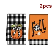 2/4/48pcs, Kitchen Dish Towels, Pumpkin Plaid Decor, Cute Absorbent, Suitable For Home Use, Thanksgiving Atmosphere, Autumn Theme, Multi-Purpose, High Absorbency Kitchen Towels - Multicolor - View 12