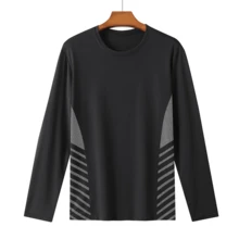 Men's Outdoor Long Sleeve Top, Side Stripe Patchwork, Regular Fit, Suitable For Outdoor Camping And Leisure Activities - Black - View 3