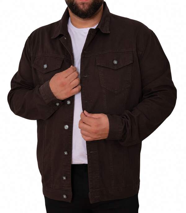 Jaqueta Masculina Plus Size de Sarja Marrom