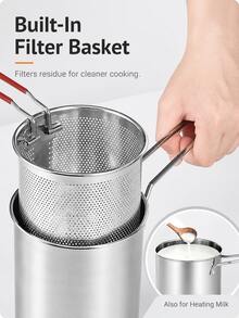 Stainless Steel Mini Frying Pan, Deep Fryer, Small Household Oil Pot With Strainer, Mini Frying Pan Suitable For Induction Cooktop, Used For Heating Milk, Frying French Fries, Chicken, Rice, Cauliflower, Chicken Nuggets And Other Ingredients, Convenient And Practical Small Frying Pan - View 11