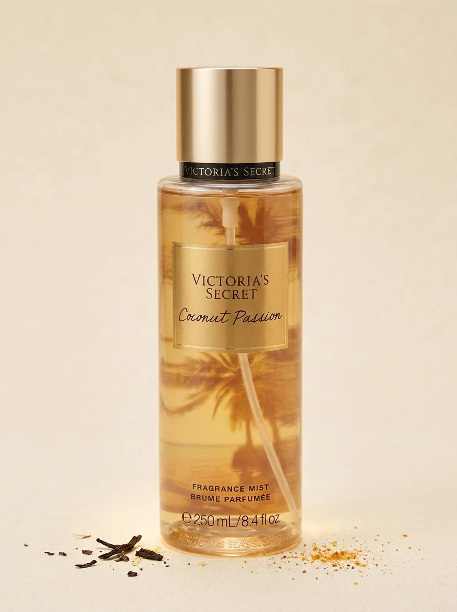 Victoria's Secret 女性用椰子激情身體噴霧 8.4oz/250ml – 身體噴霧、清新、女性用、島嶼椰子、金色、椰子萃取、適合日常穿戴 - 椰子熱情 - 查看 1