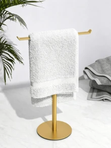 Bathroom T-Shaped Towel Rack Handheld Holder, Lightweight Headband Rack, Kitchen Black Storage Shelf, Sturdy Metal Structure Easy Installation Multi-Functional Home Organizer Rack, Countertop Organizer - View 5