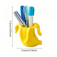 1pc Creative Banana Shaped Pen Holder, Cute & Quirky Desktop Organizer, Suitable For Children's Office Supplies, Student Stationery Pen Holder - A - View 5