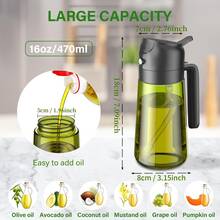 2件組廚房玻璃橄欖油分裝瓶 2合1油瓶烹飪噴霧器 16盎司高級深綠色玻璃油瓶 烹飪油分裝器 廚房油噴霧器附6張貼紙 適用於燒烤、露營車、沙拉、廚房助手 - 查看 5