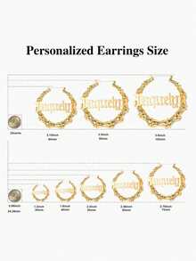 [ZzAi Custom]Back To School Jewelry Set, Customized Birthstone + Name, 3cm Earring Size, Academic Style Suitable For Teenagers' Daily Back To School Outfits - White Sand-pressed Style 1 - View 8