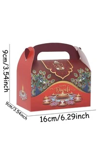 6pcs Diwali Gift Box Set, Diwali Gift Packaging Box, Party Guest Favor Box, Diwali Table Decoration, Suitable For Diwali, Anniversary, Theme Party, Gift Packaging - Multicolor - View 11