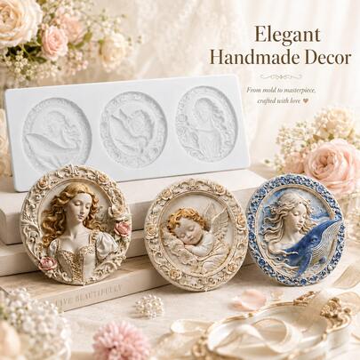 1pc European-Style Relief Of A Cherub Silicone Mold, Candle Mold, Soap Mold, Resin Molds, DIY Soft Pottery Clay Drop Glue Decorative Mold, Plaster Mold, Hand Decorative Art Tools, Multi-Purpose Silicone Mold