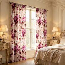 2 piezas Cortinas con patrón de flor de peonía púrpura, que simboliza la riqueza y el honor, diseñadas con bolsillo para barra para protección de la privacidad e instalación fácil, opción ideal para ventanas del hogar - Multicolor - Ver 7