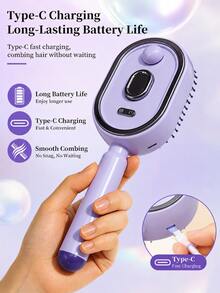 300mAh Electric Mist Cushion Hairbrush, Mist Hair Care Scalp Massage Comb, Easy To Clean Anti-Tangle Comb, Reduce Static, Smooth And Voluminous - View 8