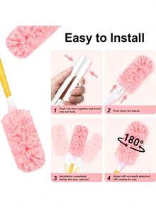 20pcs/Set 360° Rotating Electrostatic Duster Kit, Home Dusting Brush, Telescopic Feather Duster, Handheld Dusting And Cleaning Brush, Multi-Purpose Laundry Duster, Electrostatic Duster Head Replacement - Easy Dusting For Electronics, Furniture, Blinds And Ceiling Fans - Cleaning Supplies, Cleaning Accessories Furniture, Car, Keyboard, Cleaning Supplies, Cleaning Tools, Christmas Supplies - A - View 4