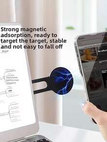 Aluminum Alloy Magnetic Laptop & Phone Stand, Adjustable Side Clip, Slim Smartphone Extension Bracket, Dual-Screen Support Stand, Portable Foldable Magnetic Laptop Extension Side Phone Holder - View 2