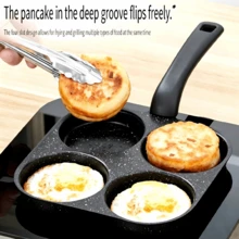 SOKANY 4-In-1 Non-Stick Egg Pan, Cast Iron, Even Heat, Dishwasher, For Pancakes/Eggs/Other Cooking. - Black - View 11