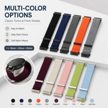 Correa de reloj de nylon de 18mm 20mm 22mm compatible con Samsung Watch7 6 5 4 40mm 44mm, pulsera deportiva con gancho y bucle compatible con Watch/Watch/Watch/Watch S5 accesorios de reloj inteligente - 22 mm - Ver 1