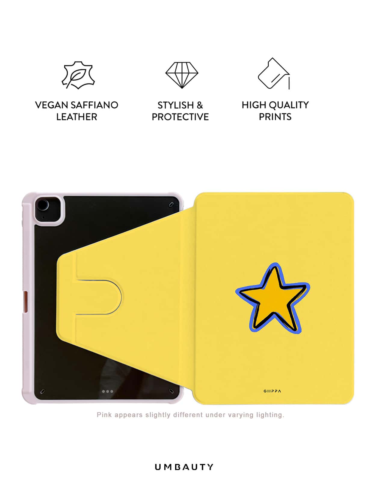 UMBAUTY 360° Rotatable Book-Style Protective Case, Yellow Background Starry Sky Leather Flip Cover, Suitable For Valentine's Day, Easter, St. Patrick's Day, Independence Day, Back To School, Halloween, Thanksgiving, Christmas, New Year, Holiday Gifts, Compatible With IPad Mini 6/7, Air 2/3/4/5/11/13" (M2/M3 2024-2025) - Multicolor - View 1