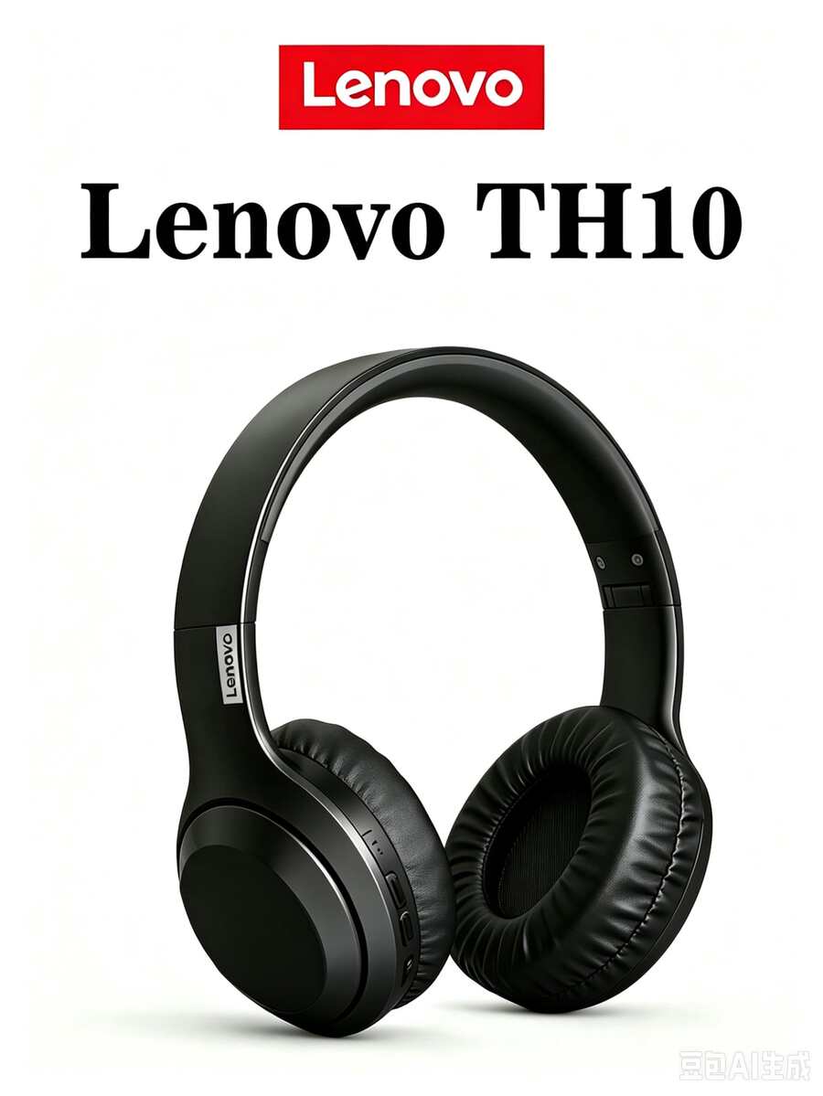 Lenovo TH10 新款真无线蓝牙耳机,低延迟,长续航,游戏耳机,舒适透气运动耳机 - 黑色 - 查看 1