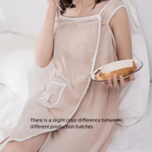 1pc Soft Thickened Coral Fleece Bathrobe, Cute Bow Pocket And Absorbent Design, Suitable For Bathing And Towel Wrap! Women's Exclusive, Comfortable And Durable Spa Wrap, Perfect For Bathroom, Camping, Beach, Spa, Hot Spring, Swimming, Travel - Multicolor - View 4