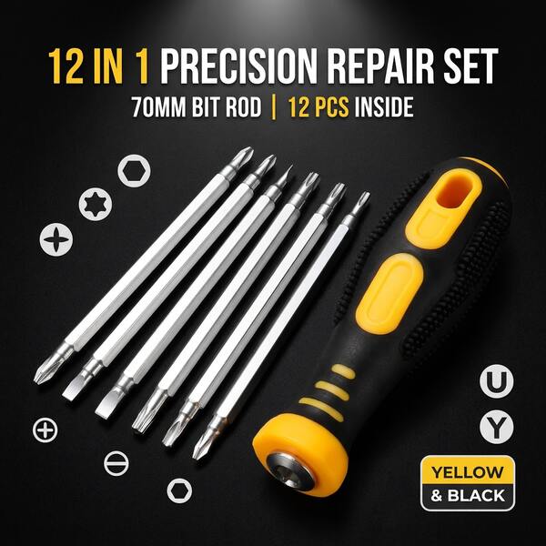 Set de șurubelnițe multifuncționale 12 în 1, cu vârfuri în cruce, Torx, tip Y și tip U, instrumente pentru reparații electronice și telefoane mobile