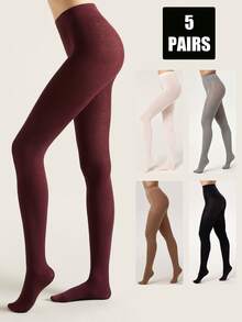 1/5 Pairs Plus Size Velvet High Elasticity Pantyhose, Sexy Fashion Elegant Warm Style, Suitable For Daily Wear, Dating, Spring, Autumn, Winter, Commuting - Multicolor - View 26