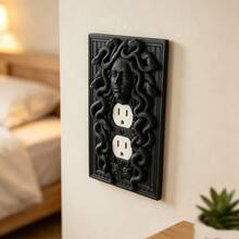 1pc 3D Printed Plastic Medusa Snake Pattern Embossed Switch Plate, Halloween Dark Gothic Style Wall Decor, Personalized Plastic Home Switch Protective Cover - Multicolor - View 6
