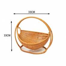 1pc Handmade Woven Cat Hammock, Easy Assembly Durable Comfortable Pet Sleeping Swing Basket With Stand Frame, Suitable For Indoor Small To Medium Pets Under 7kg Cats And Puppies, Cozy Home Decor, Brown - one-size - View 2