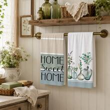 2/4/6pcs, Floral Pattern Printed Kitchen Towels, Ultra-Soft Microfiber High Absorbency Tea Towels, Dish Cloths, Cleaning Towels, Hand Towels, Suitable For Cooking, Baking, Wiping Cleaning And Kitchen Decoration, Kitchen Accessories, Daily Essentials - Multicolor - View 1