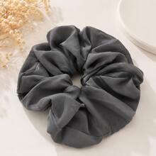 1pc Women's Solid Color Large Fabric Hair Scrunchie, Simple Versatile Updo Hair Tie, Casual Daily Ponytail Hair Rope - Black - View 21