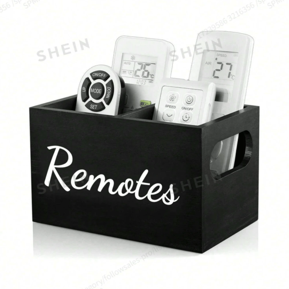 1pc Remote Control Storage Box, TV Remote Control Organizer, Desktop Remote Control Holder, Bedside Wooden Remote Control Box, Bedside Storage Box - Multicolor - View 1