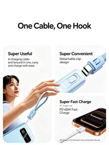 UGREEN Kabel Data Portabel 2-in-1 dengan Kalung, Kabel Pengisian Cepat Tipe-C Kepala Ganda PD 60W, Kompatibel dengan Power Bank, Tali Gantungan, Kabel Pendek, DJI Pocket 3/4, Apple, Huawei, Xiaomi, 0,3m. Tambahkan ke Favorit ¥9,9 Harga Pelanggan Baru ¥16,9 - MultiWarna - View 4
