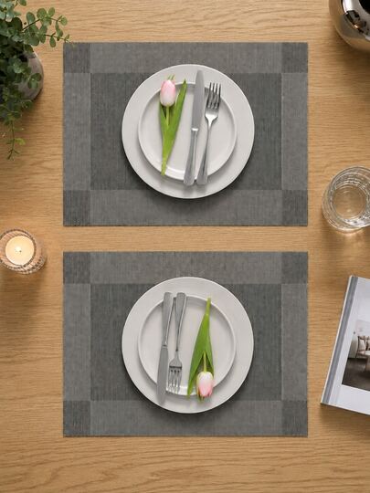 4pcs/6pcs Square PVC Placemats, Plastic Placemats, American Style Square Placemats, Western Restaurant Table Mats, Home Bowl Mats, Square Non-Slip Heat-Resistant Non-Fading Placemats, Home Decor, Nordic Style Solid Color Table Mats, Suitable For Kitchen, Living Room, Dining Room And Bedroom, Christmas And Thanksgiving