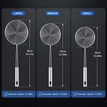 1/3pcs Stainless Steel Frying Strainer Spoon, French Fries Kitchen Utensil Filter, Suitable For Frying, Hot Pot, Cooking, Scooping, Baking, Restaurant And Home Kitchen Use - Silver - View 9