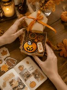 1PC Custom Name Keychain, Cute Halloween Pumpkin Bag Charm, Letter Tag Pendant, Pixel Style Keyring, Spooky Season Backpack Purse Accessory - Multicolor - View 5