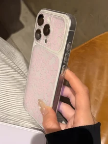 1pc Transparent Light Pink Lace Floral Vine Personalized Minimalist Shockproof Soft TPU Phone Case Full Coverage Anti-Stain Protective Shell Compatible With Apple 18 17 16 15 14 13 12 11 Pro Max Air - Multicolor - View 2