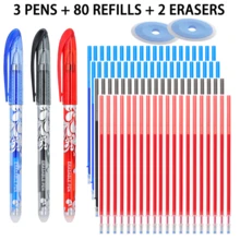 85-Piece Erasable Gel Pen Set, 3 Refillable Erasable Pens With 80 Replacement Refills And 2 Erasers, Smooth Writing Pens For Students, School, Office, Homework, Note Taking, Journaling, Planning And Everyday Writing - Multiple Styles - View 16