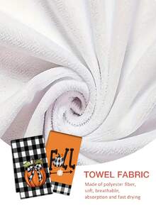 2/4/48pcs, Kitchen Dish Towels, Pumpkin Plaid Decor, Cute Absorbent, Suitable For Home Use, Thanksgiving Atmosphere, Autumn Theme, Multi-Purpose, High Absorbency Kitchen Towels - Multicolor - View 8