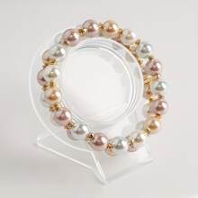 1 pieza Pulsera de estilo minimalista francés con cuentas de perlas falsas, estilo francés de moda perfecto para ocasiones de fiesta y banquete, adecuado para Navidad, Halloween y otras fiestas festivas - Brillante - Ver 3