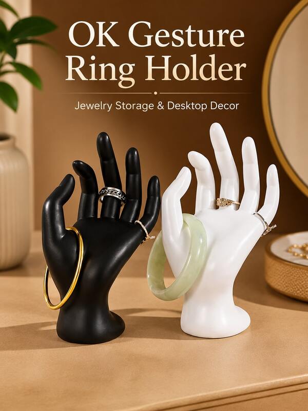 "OK" Gesture Ring And Bracelet Holder, Jewelry Display Stand, Desktop Ornament, Hand-Shaped Prop, Suitable For Jewelry Storage And Display, Multiple Colors Available