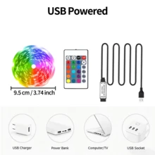 16.4FT RGB LED Strip Light, USB Powered TV Backlight With 24‑Key IR Remote, Color Changing Self‑Adhesive Light For TV, Sofa, Wall, Bedroom Home Decoration - 24K-3535 - View 3