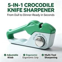 1pc 5-Stage Adjustable Multi-Function Crocodile Roller Knife Sharpener, Can Repair, Sharpen, Maintain, Polish, Suitable For Various Tools, Rotary Knob Can Switch Between Straight Blade, Serrated Blade And Scissors Sharpening Functions, Kitchen Utensils And Small Tools, Sharpening Tool - Green - View 4
