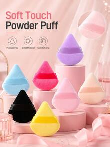 Borla de polvo triangular de ante 5/100 piezas, material de ante ultra suave, adecuada para contorno, ojos y esquinas, adecuada para todo tipo de piel - Multicolor - Ver 1